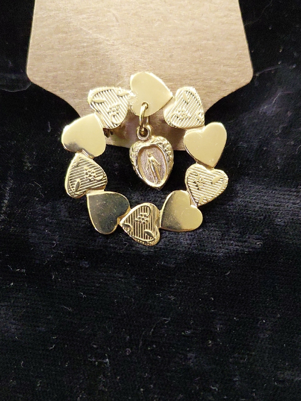 Vintage Virgin Mary Heart Charm Pendant Necklace - Religious Heart Design